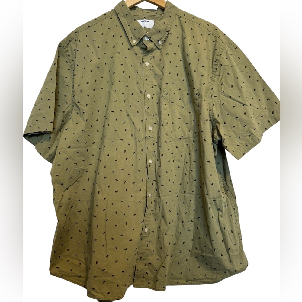 Old Navy Men's Casual Olive Button Down Shirt